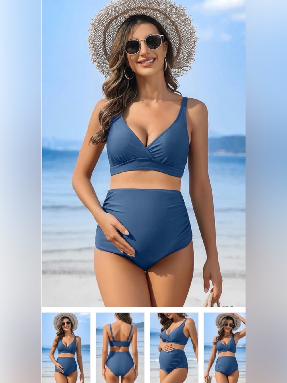 Classic Blue Maternity Two-Piece Swim Set charmo size L